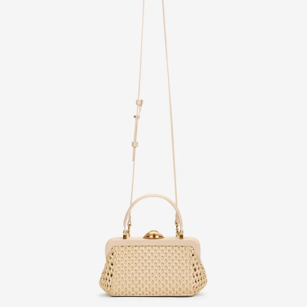 Cult Gaia Zuma Woven Top-Handle Crossbody Bag in Off White - Picture 3 of 6